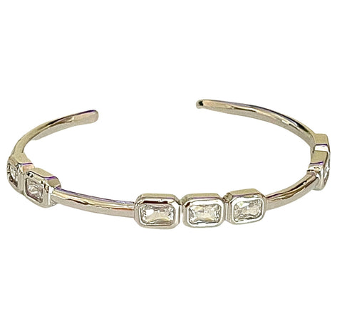 Baguette Bracelet | Clear Silver Color