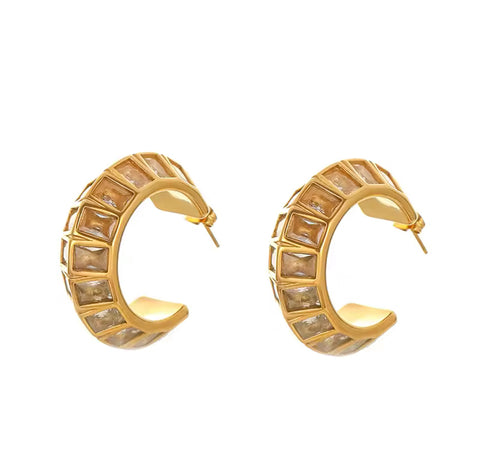 Pure Crystals Hoops | Amber