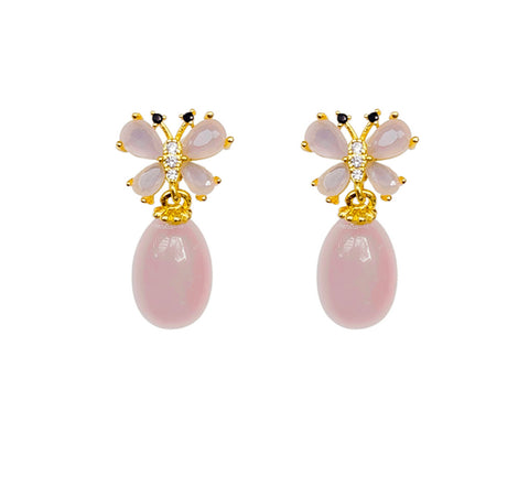 Romantic Butterflies Earrings | Pink Quartz