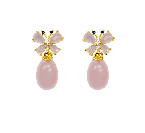 Romantic Butterflies Earrings | Pink Quartz