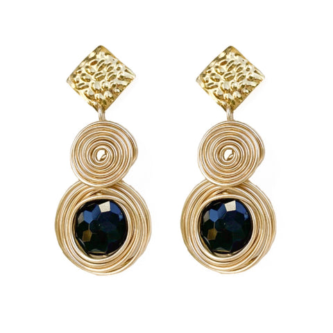 Black Gold & Gold Rose Swirl Earrings
